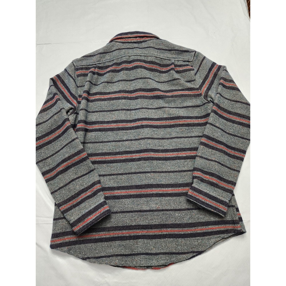 RVCA Shirt Mens Large Gray Stripe Wool Blend Flannel Long Sleeve Button Up - Picture 10 of 12